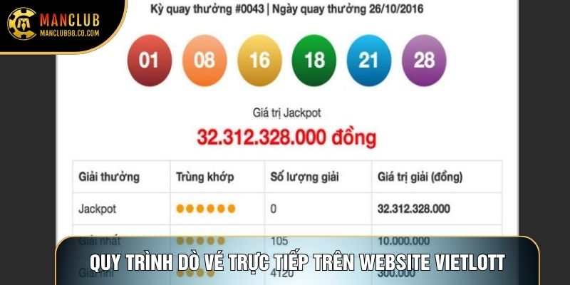 Cách dò vé số trực tiếp trên website Vietlott